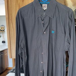 Cinch Blue and Gray Patterned Shirt